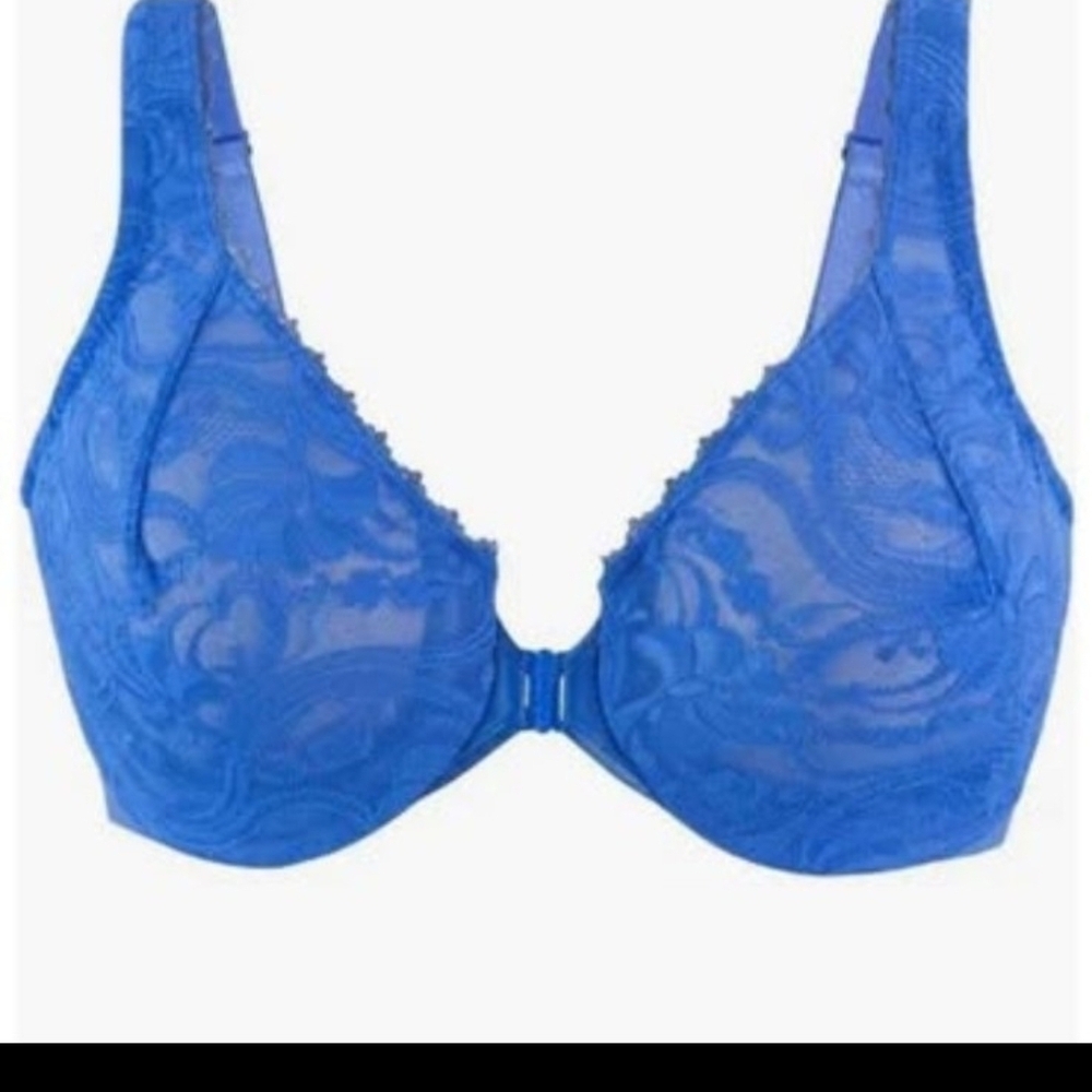 38f Glamorise Lace Underwire Blue Bra 9245